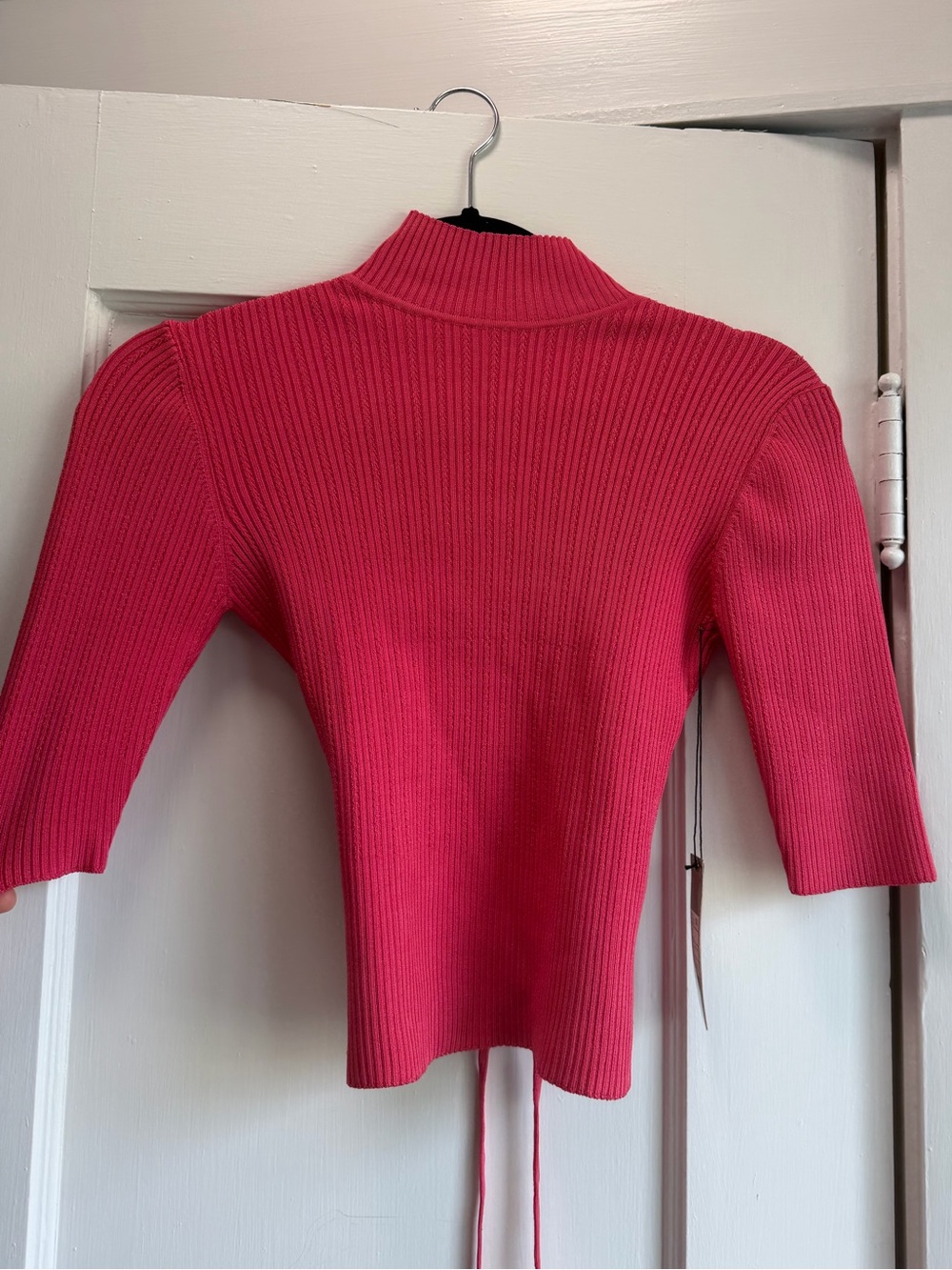 Women's Ribbed turtle neck Sweater in Bright Pink